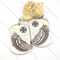 pair of wing tag pendant with cross logo p001768