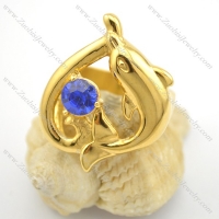 gold plating delphis ring with blue rhinestone r001711