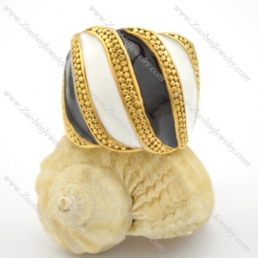 gold finishing ring with black and white epoxy r001718