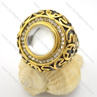 semi precious stone rings in gold plating with cat's eye r001724