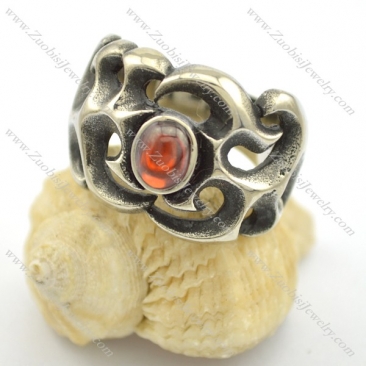clear red oval cat eye stone stainless steel rings for women r001729