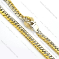 26.4 inch long gold and steel tone necklace with casting buckle n000700