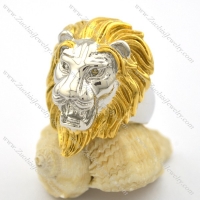 Lion Ring with Gold Plated Hair r001869