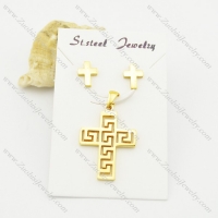 gold plated cross earring and pendant matching jewelry s000933