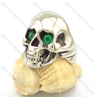 clear green facted rhinestone skull ring r001978