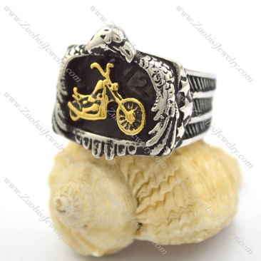 gold motorcycle rings in stainless steel eagle shaped r001982
