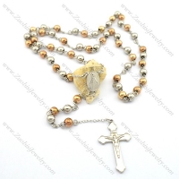8mm rose gold rosary necklace with cross pendant n000727