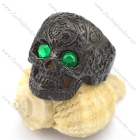 green eye black flower skull ring r002002