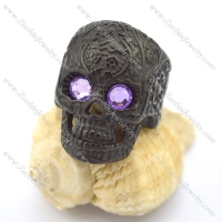 purple eye black flower skull ring r002003