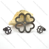 black cover four leaf clover jewelry set s000946