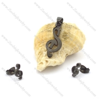 black-plating musical note pendant and earring set s000949