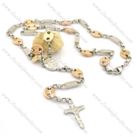 rose gold plating bead chain with jesus cross pendant n000806