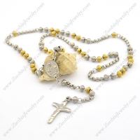 6mm oval spring bead rosary chain with cross n000851