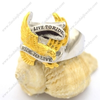 Gold Plated Eagle Silver Ring Set RIDE TO LIVE Rings r002163