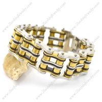 gold and steel tone double layers bike chain link bracelet b002791