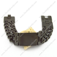carbon black stamping bracelet with 2 layers chains b002817