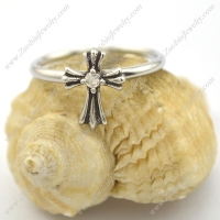 stainless steel christian cross ring with clear crystal r002212