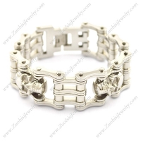 Biker Jewelry Silver Tone with Skulls Bike Chain Bracelet b002832