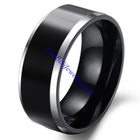 8mm Wide Black Tungsten Ring with Steel Edges JR490005