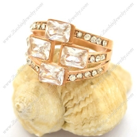 4 Clear Big Square Zirconia Rings in Rose Gold r002384
