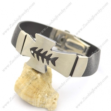 Fishbone Cross Rubber Bracelet b002978