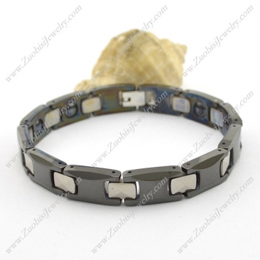 Black Creamic Bracelet with Small Facted Tungsten Connector b003020