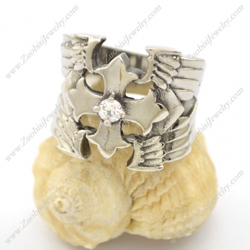 Cross Ring with Angel Wings r002517