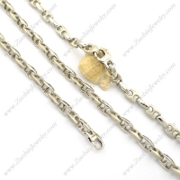 9.5MM Wide Dull Polish Stainless Steel Casting Necklace and Bracelet Set s001023