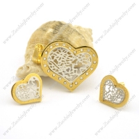 Gold Hollow Heart Jewelry Sets s001044