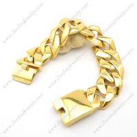 26mm Wide Gold Stainless Steel Chunky Curb Bracelet b003066