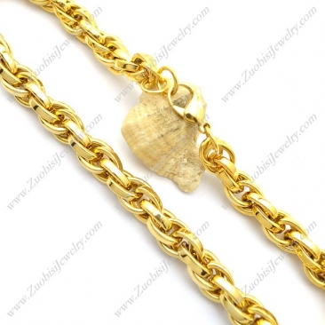 1.1cm Wide Shiny Gold Plating Link Chain Necklace n000959