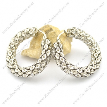 8mm Silver Hollow Stainless Steel Earring e001022
