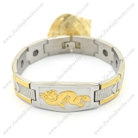 Golden Dragon Silver Titanium Steel Bracelet b003164