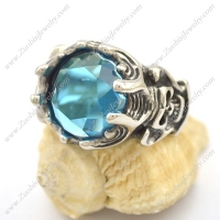 Clear Blue Stone Skull Engagement Ring r002706