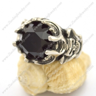 Skull Engagement Ring with Black Facted Stone r002707