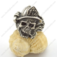 Firefighter Skull Ring with Fire Fighting Equipment r002709