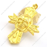 Gold Plating Skull Cross Pendant for Him p002498