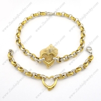 Silver and Gold Tone Heart Charm Jewelry Set s001167