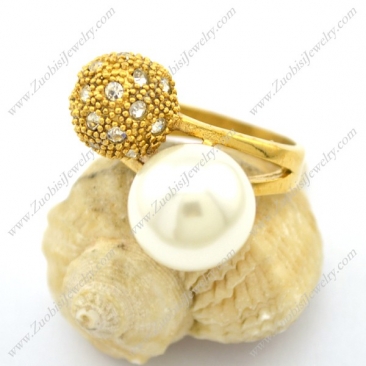Pearl Gold Stainless Steel Ring r002737