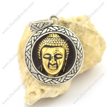 Gold Plating Bodhisattva in the Middle of Round Tag Pendant p002529