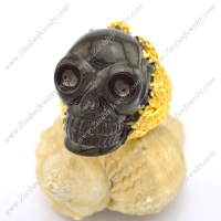 Gold Background Black Face Skull Ring r002756