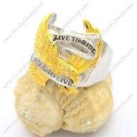 Silver and Gold Plating Steel RIDE TO LIVE Eagle Ring r002762