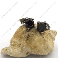 Black Facted Stone Stud Earrings e001051