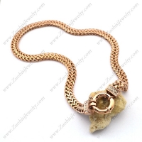 Rose Gold Plating Square Snake Chain Necklace with Casting Buckle n001021