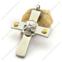 Simple Cross Pendant with Skull p002540