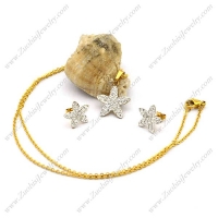 Crystal Starfish Charm with Gold Plating Chain and Earring s001208