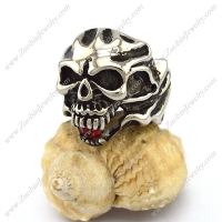 Skull Ring with Red Stone in Mouth r002876