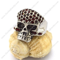 Skull Ring with Allover Small Red Rhinestones on Forehead r002879