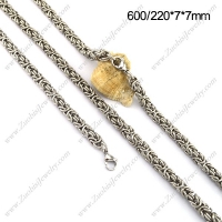 7mm Double Rings Chain Jewelry Sets in Steel s001356