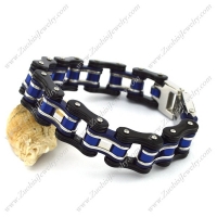 Mens Bicycle Chain Bracelet with Black Outside and Blue Inside b004085